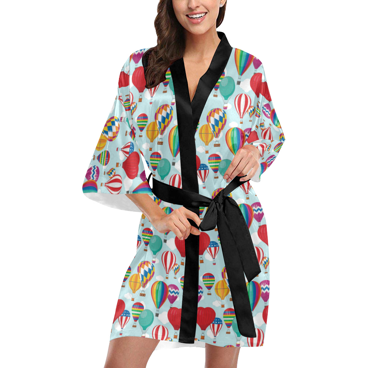 Ballon Pattern Print Design 07 Women's Short Kimono