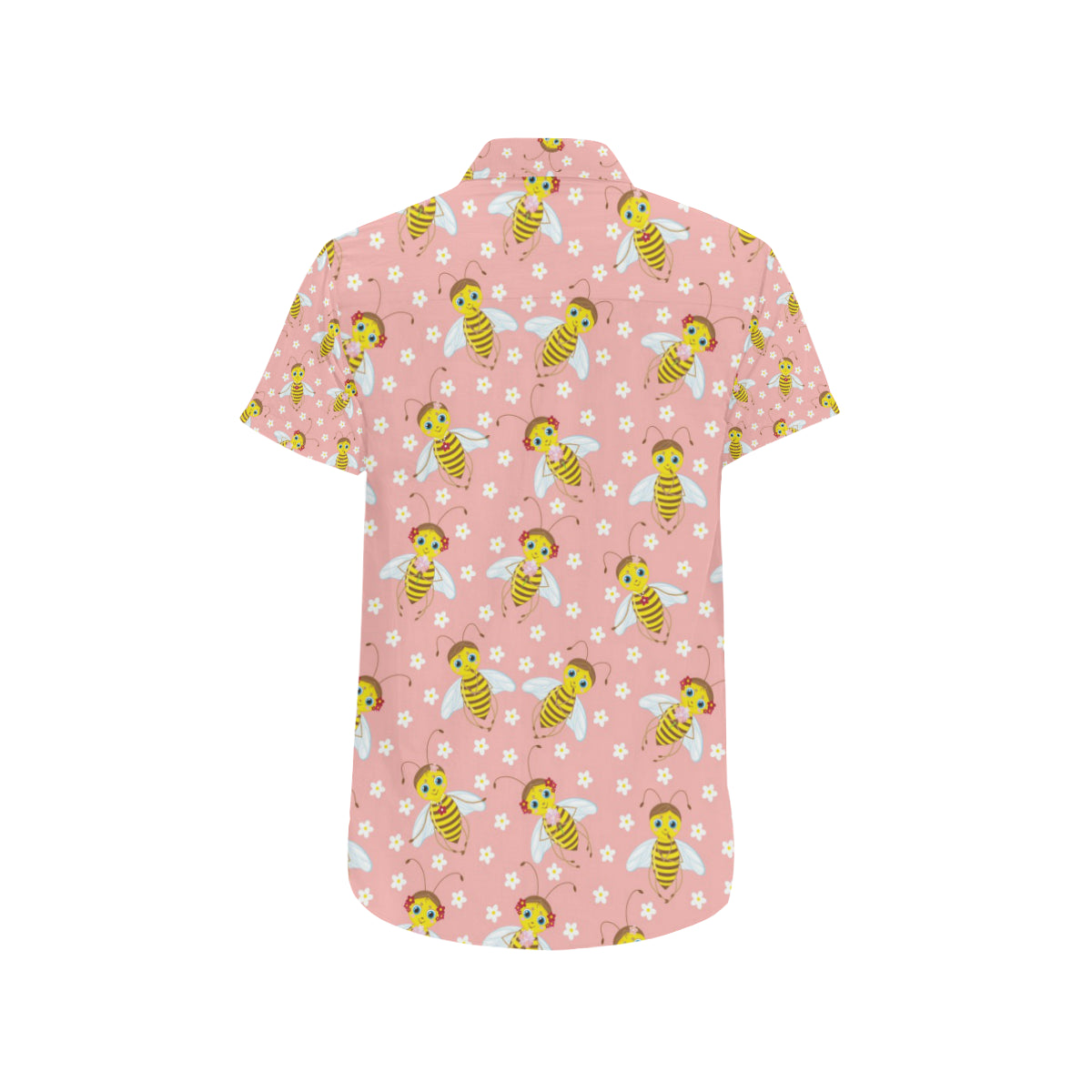 Bee Pattern Print Design BEE07 Men's Short Sleeve Button Up Shirt