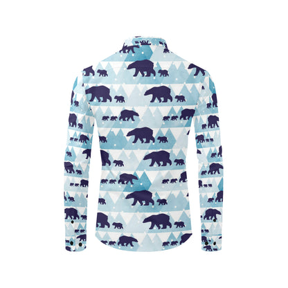 Bear Pattern Print Design BE01 Men's Long Sleeve Shirt
