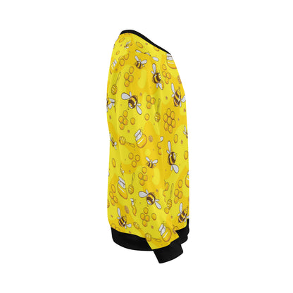 Bee Pattern Print Design BEE01 Men Long Sleeve Sweatshirt