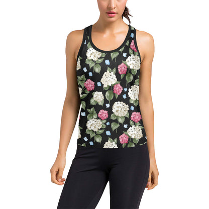 Hydrangea Pattern Print Design HD09 Women's Racerback Tank Top