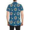 Anchor Pattern Print Design 02 Men's Short Sleeve Button Up Shirt