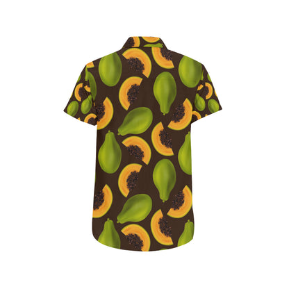 Papaya Pattern Print Design PP04 Men's Short Sleeve Button Up Shirt