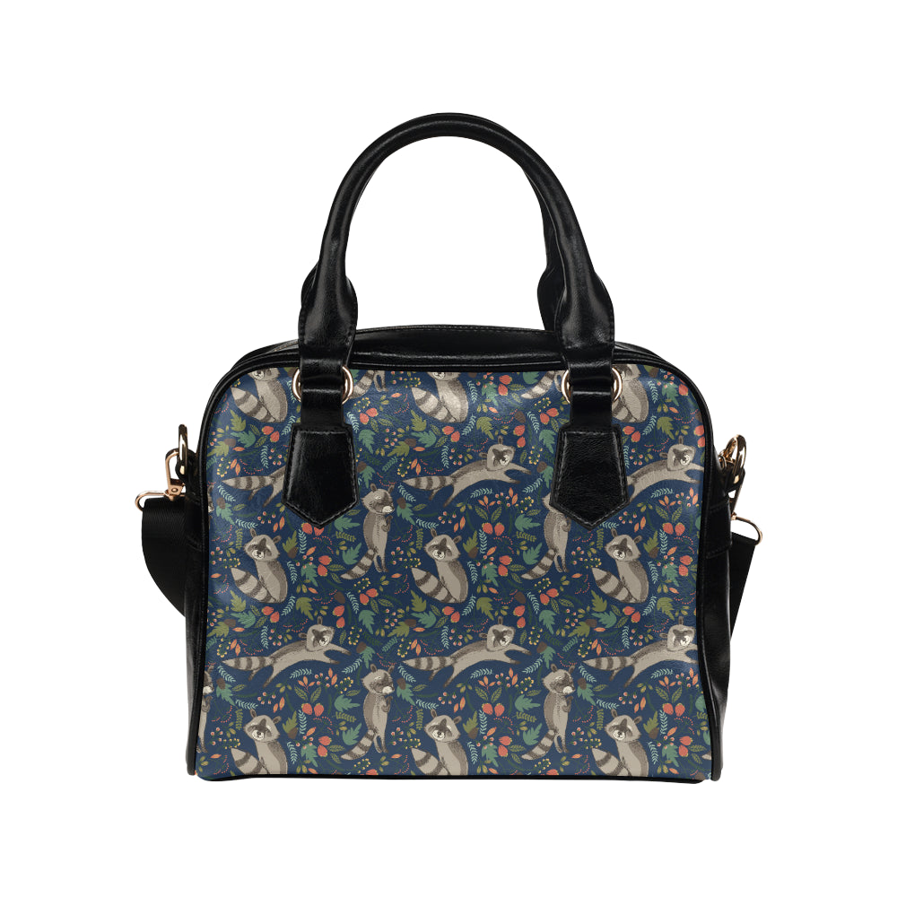 Raccoon Pattern Print Design A02 Shoulder Handbag