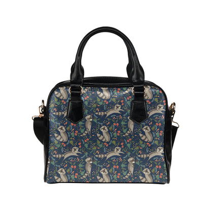 Raccoon Pattern Print Design A02 Shoulder Handbag