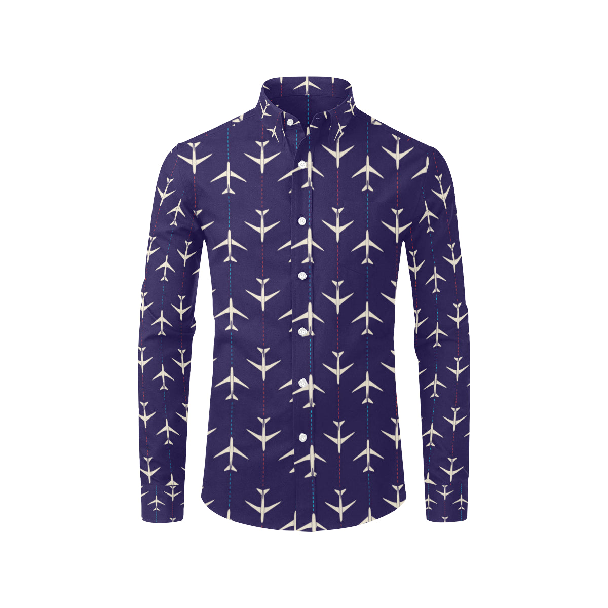 Airplane Pattern Print Design 03 Men's Long Sleeve Shirt