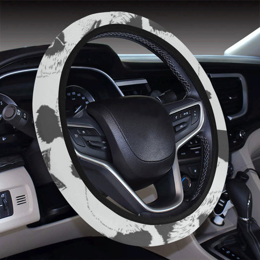 Panda Pattern Print Design A02 Steering Wheel Cover with Elastic Edge