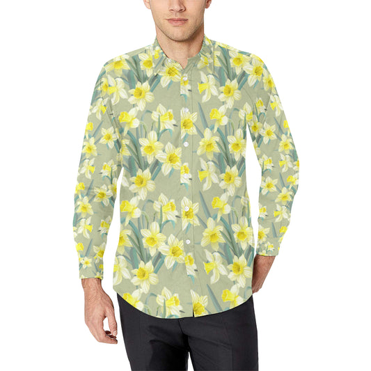 Daffodils Pattern Print Design DF01 Men's Long Sleeve Shirt