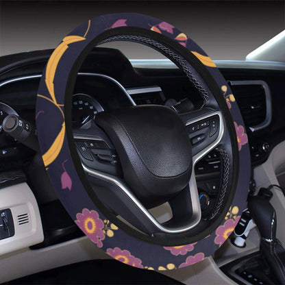 Anemone Pattern Print Design AM012 Steering Wheel Cover with Elastic Edge
