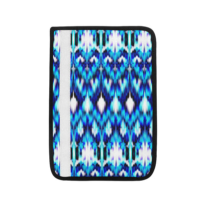 Ikat Blue Pattern Print Design 01 Car Seat Belt Cover