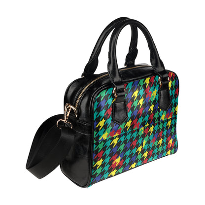 Houndstooth Colorful Pattern Print Design 02 Shoulder Handbag