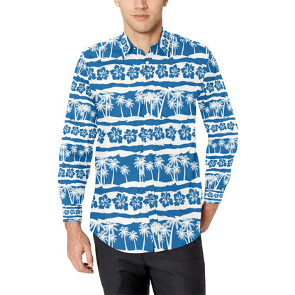 Hawaiian Themed Pattern Print Design H021 Men's Long Sleeve Shirt