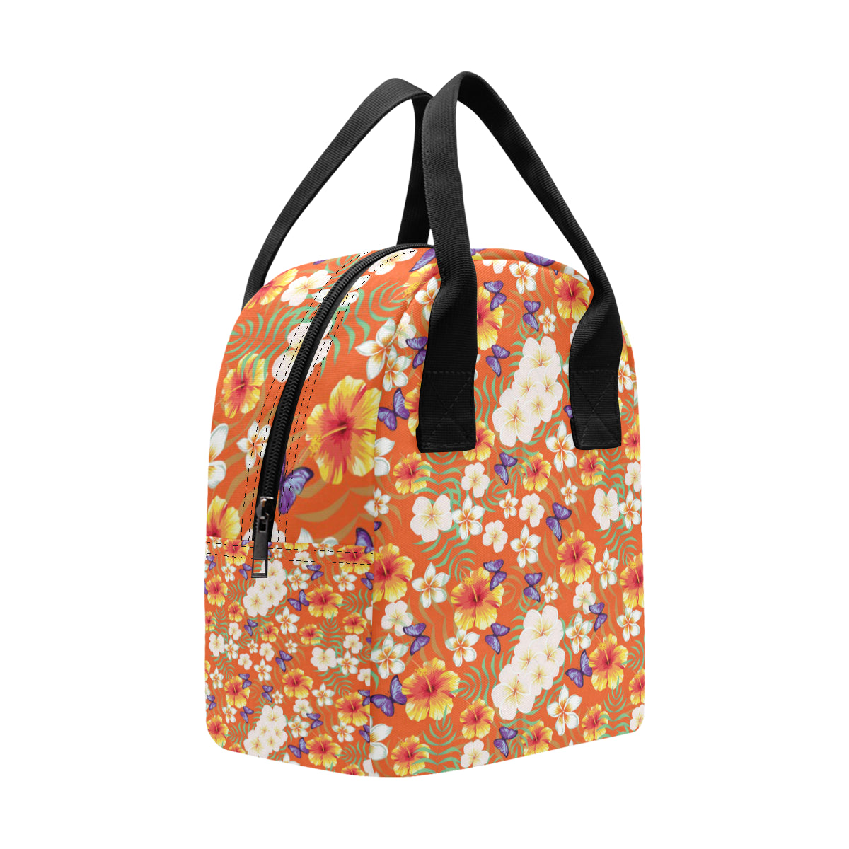 Tropical Flower Pattern Print Design TF027 Insulated Lunch Bag