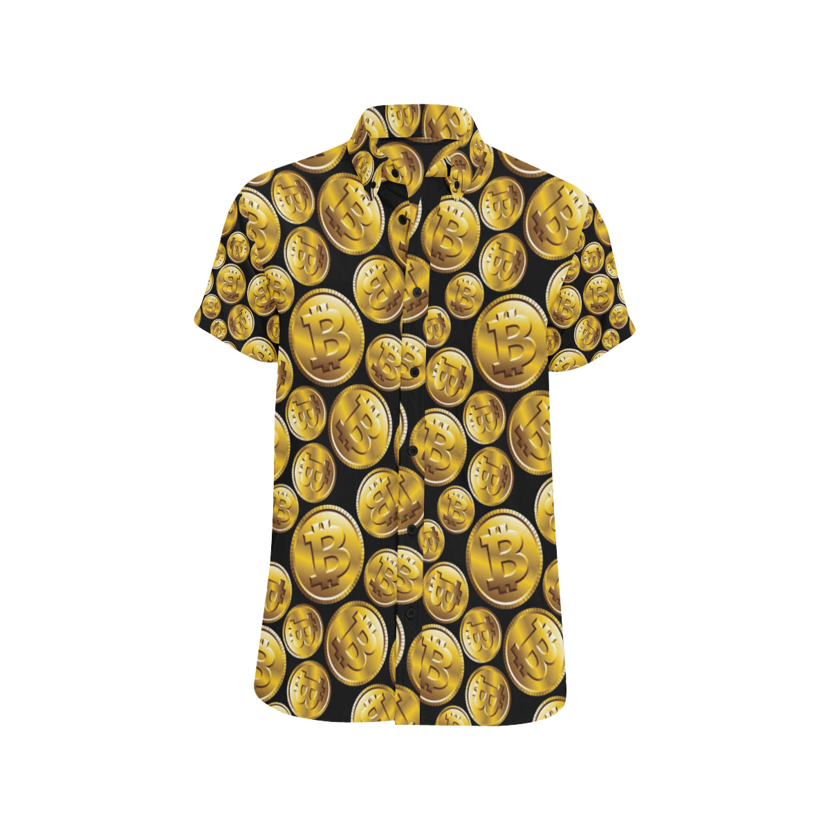 Bitcoin Pattern Print Design DO05 Men's Short Sleeve Button Up Shirt
