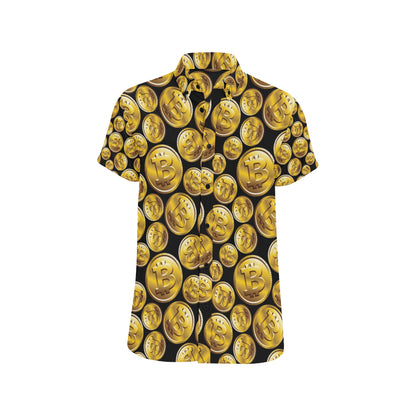 Bitcoin Pattern Print Design DO05 Men's Short Sleeve Button Up Shirt