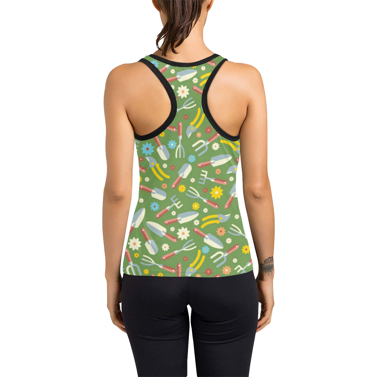 Gardening Pattern Print Design G06 Women's Racerback Tank Top