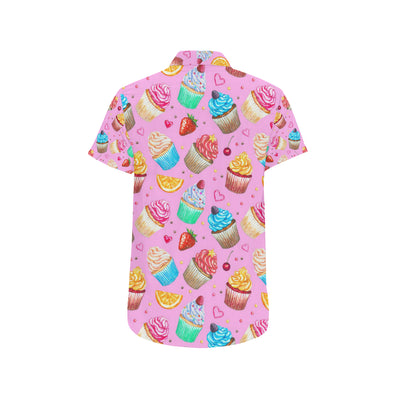 Cupcake Pattern Print Design CP05 Men's Short Sleeve Button Up Shirt