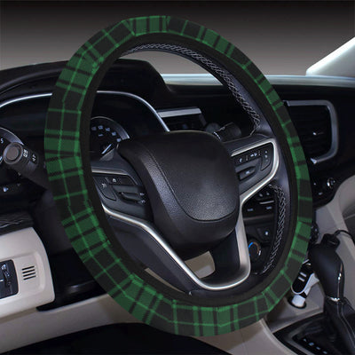 Green Tartan Plaid Pattern Steering Wheel Cover with Elastic Edge