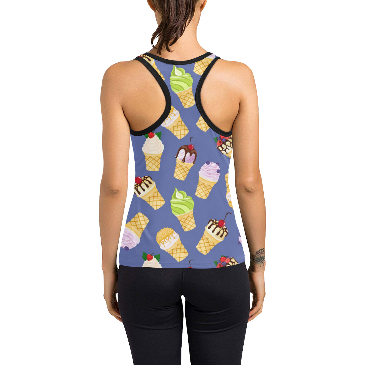 Ice Cream Pattern Print Design IC03 Women's Racerback Tank Top