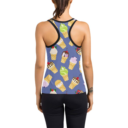 Ice Cream Pattern Print Design IC03 Women's Racerback Tank Top