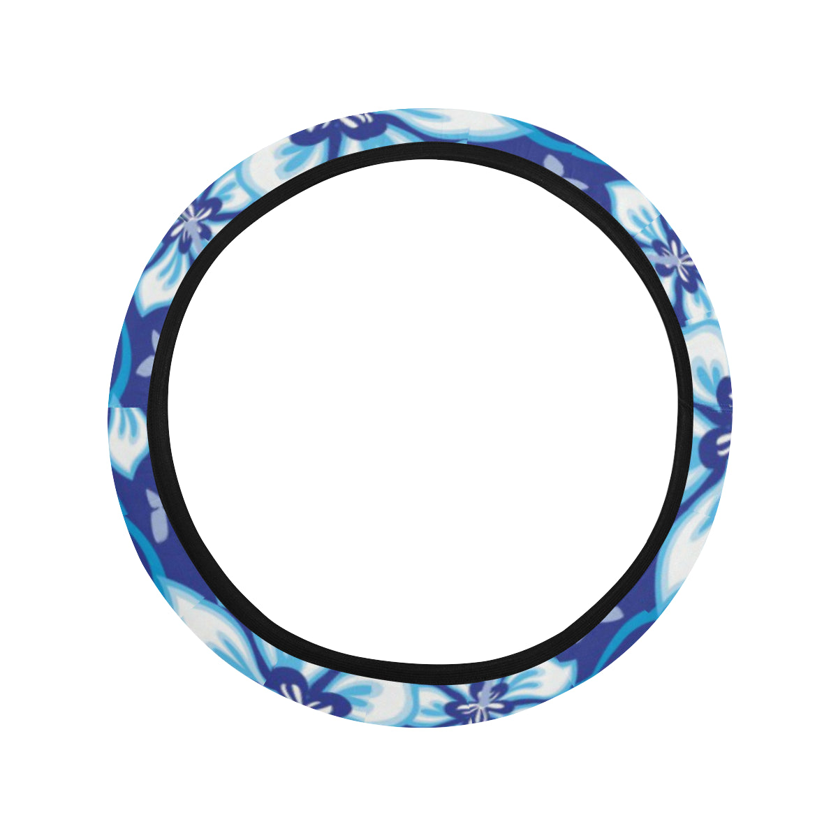 Hibiscus Pattern Print Design HB04 Steering Wheel Cover with Elastic Edge