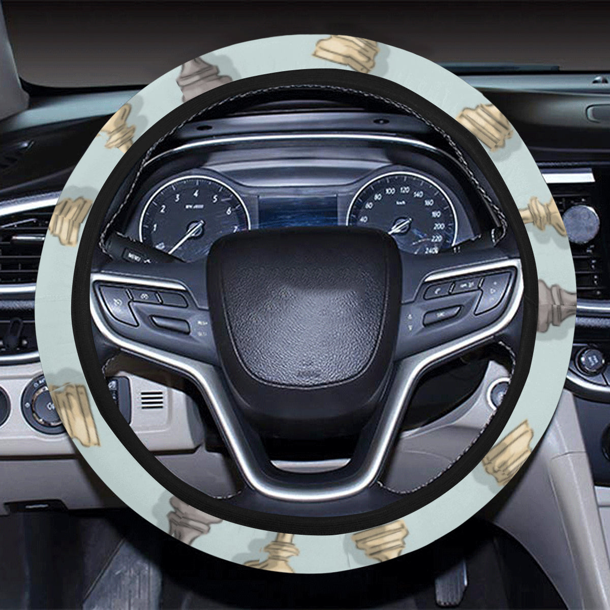 Chess Pattern Print Design 02 Steering Wheel Cover with Elastic Edge