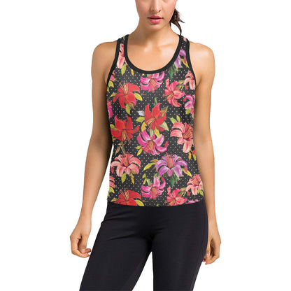 Lily Pattern Print Design LY012 Women's Racerback Tank Top