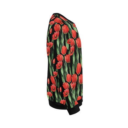 Tulip Red Pattern Print Design TP03 Men Long Sleeve Sweatshirt