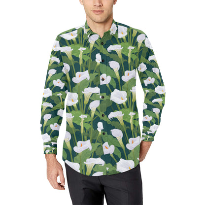 Lily Pattern Print Design 04 Men's Long Sleeve Shirt
