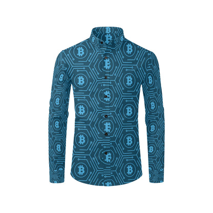 Cryptocurrency Pattern Print Design 04 Men's Long Sleeve Shirt