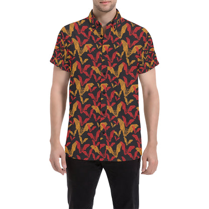 Bat Pattern Print Design 01 Men's Short Sleeve Button Up Shirt