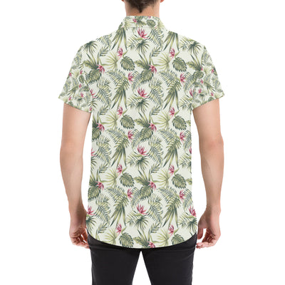 Bird Of Paradise Pattern Print Design 04 Men's Short Sleeve Button Up Shirt