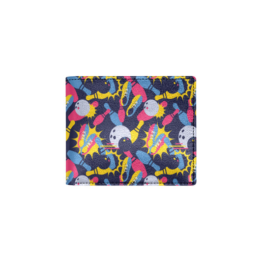 Bowling Pattern Print Design 02 Men's ID Card Wallet