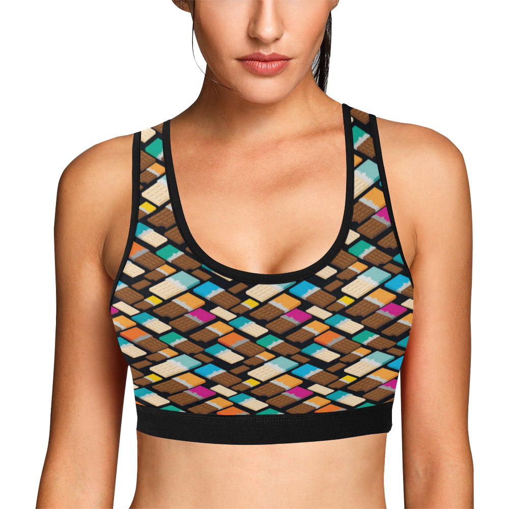 Chocolate Pattern Print Design 02 Sports Bra