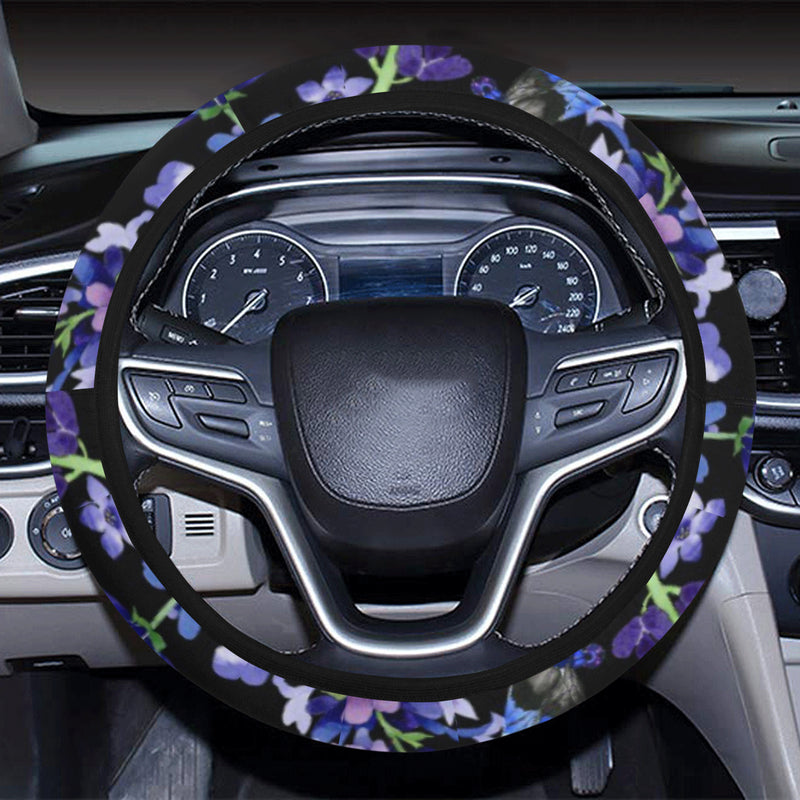 Lavender Dragonfly Pattern Print Design LV03 Steering Wheel Cover with Elastic Edge