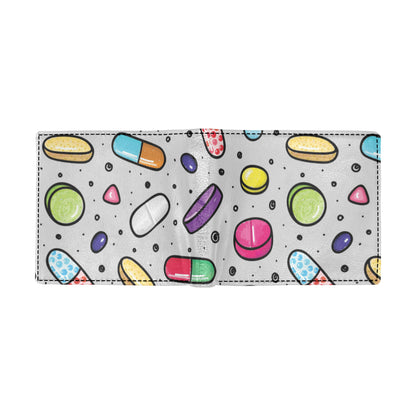 Pill Pattern Print Design A04 Men's ID Card Wallet