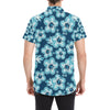 Blue Hibiscus Pattern Print Design HB011 Men's Short Sleeve Button Up Shirt