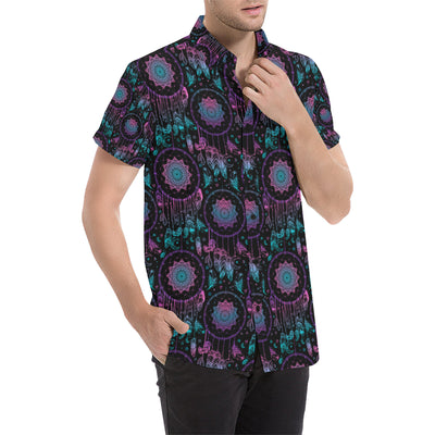 Dream catcher boho mandala Men's Short Sleeve Button Up Shirt