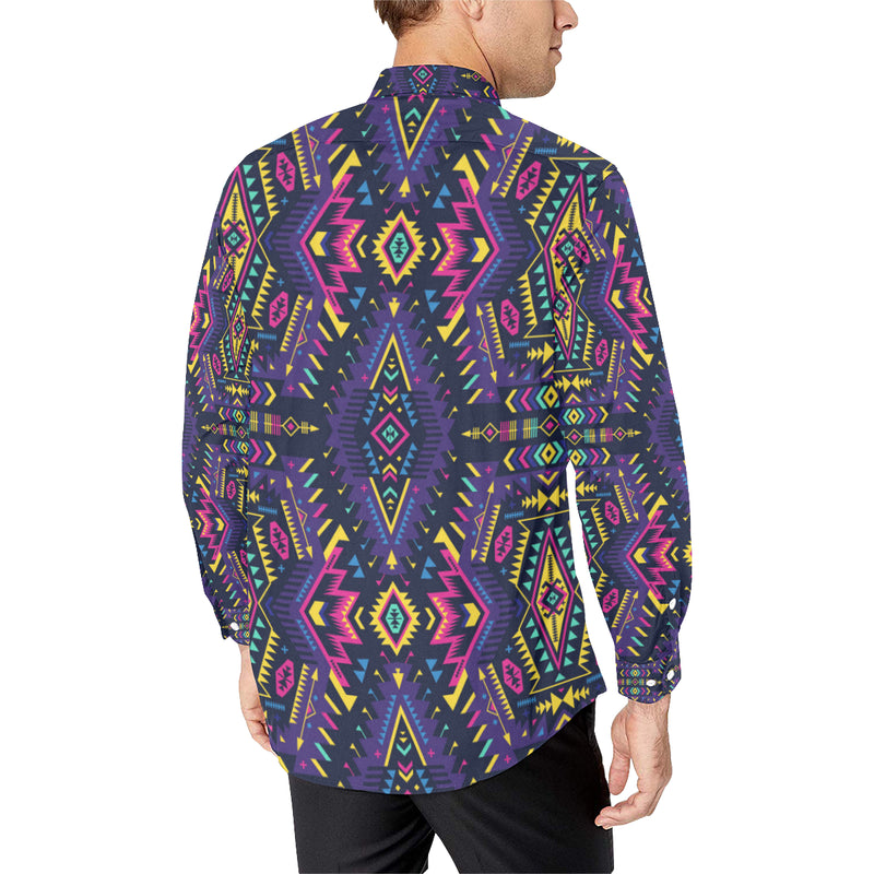 Aztec Pattern Print Design 07 Men's Long Sleeve Shirt