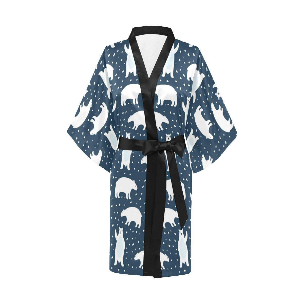 Polar Bear Pattern Print Design A02 Women's Short Kimono