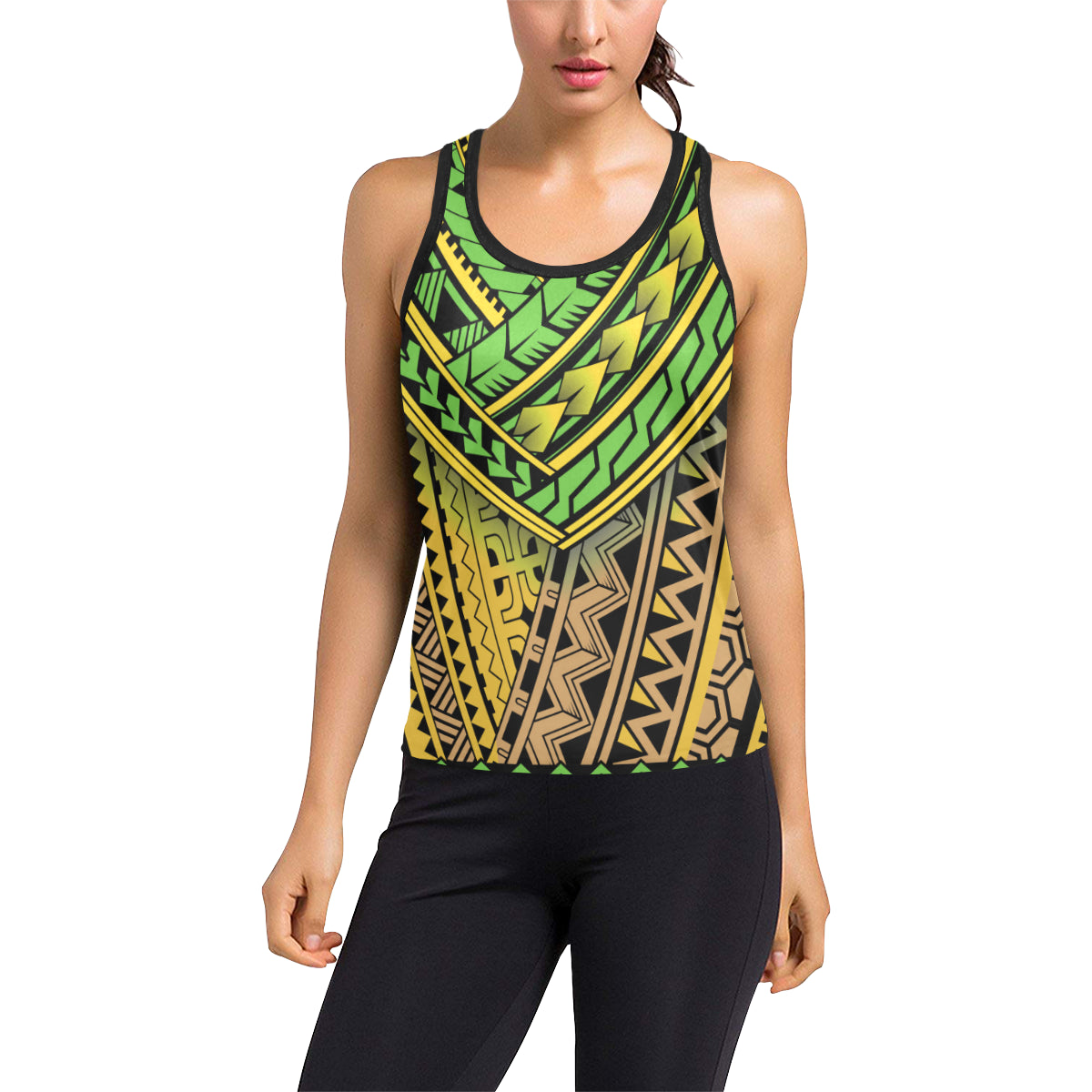 Polynesian Tribal Color Women's Racerback Tank Top