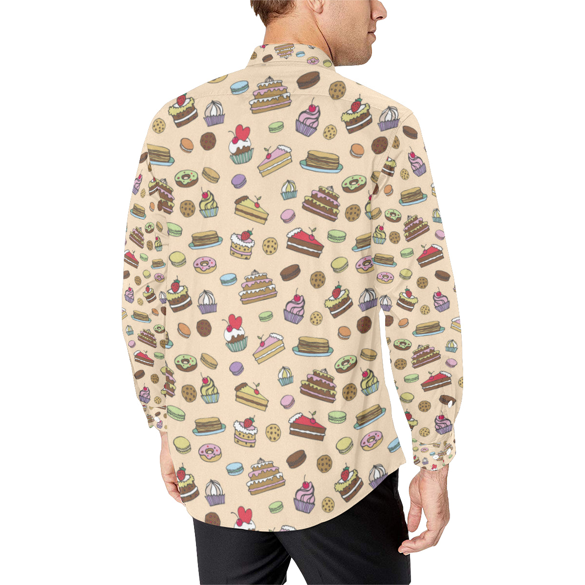 Cake Pattern Print Design 03 Men's Long Sleeve Shirt