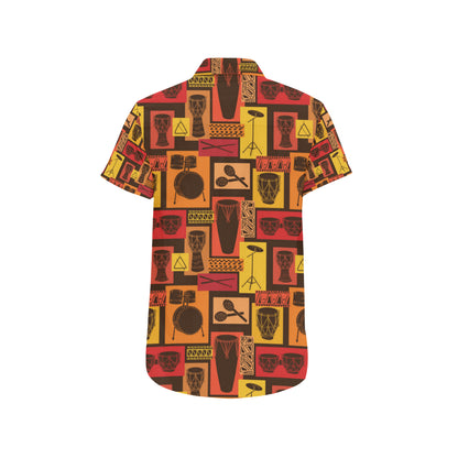 Percussion Pattern Print Design 02 Men's Short Sleeve Button Up Shirt
