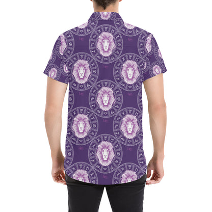 Leo Pattern Print Design 04 Men's Short Sleeve Button Up Shirt