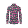 Sugar Skull Pink Rose Themed Print Men's Long Sleeve Shirt