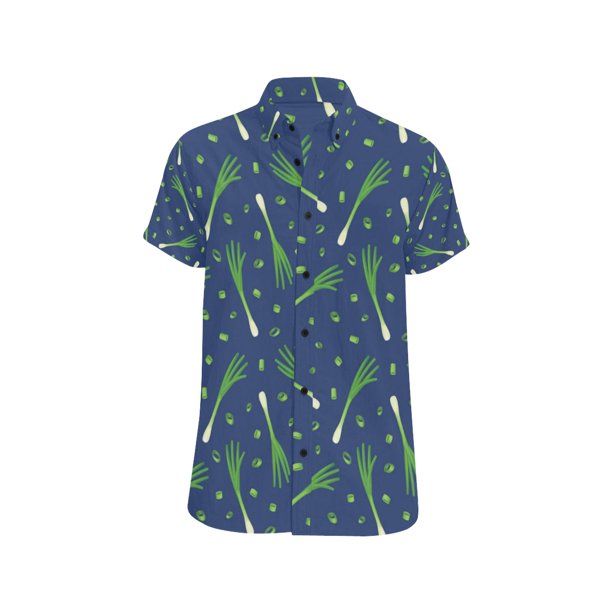 Leek Pattern Print Design 02 Men's Short Sleeve Button Up Shirt