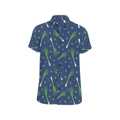 Leek Pattern Print Design 02 Men's Short Sleeve Button Up Shirt