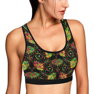 lotus Boho Pattern Print Design LO09 Sports Bra