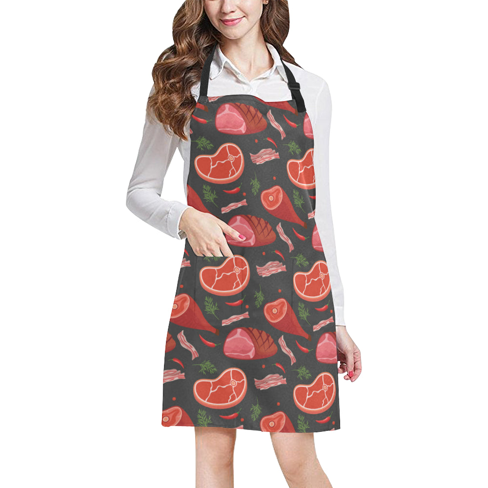 Meat Pattern Print Design 03 Apron with Pocket