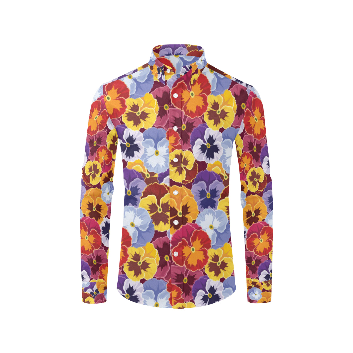 Pansy Pattern Print Design PS01 Men's Long Sleeve Shirt